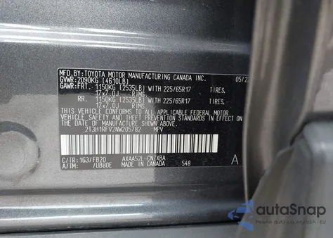 2022 Toyota Rav4 Le z USA, uszkodzony, nr VIN 2T3H1RFV2NW205782